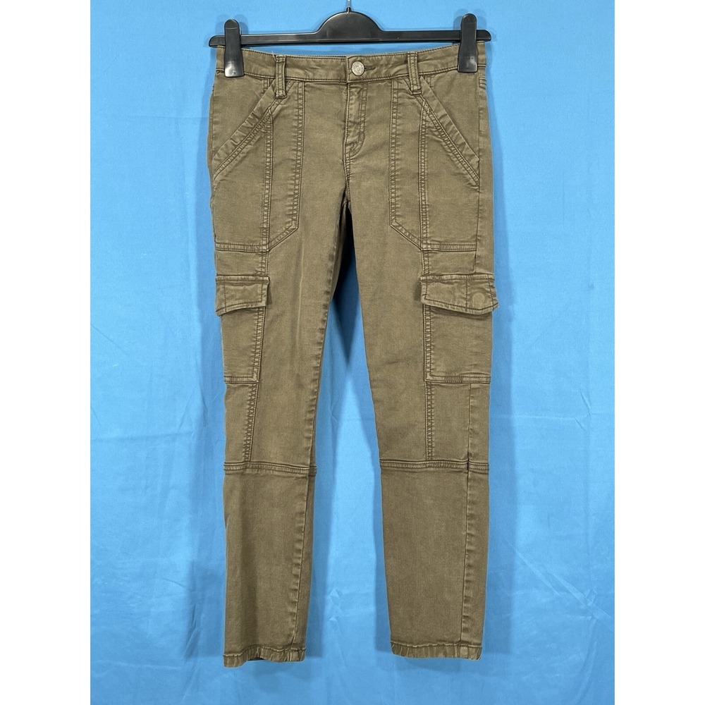 JOIE OKANA Women's OLIVE GREEN Twill LOW-RISE Cropped SKINNY Cargo Pants Sz 27
